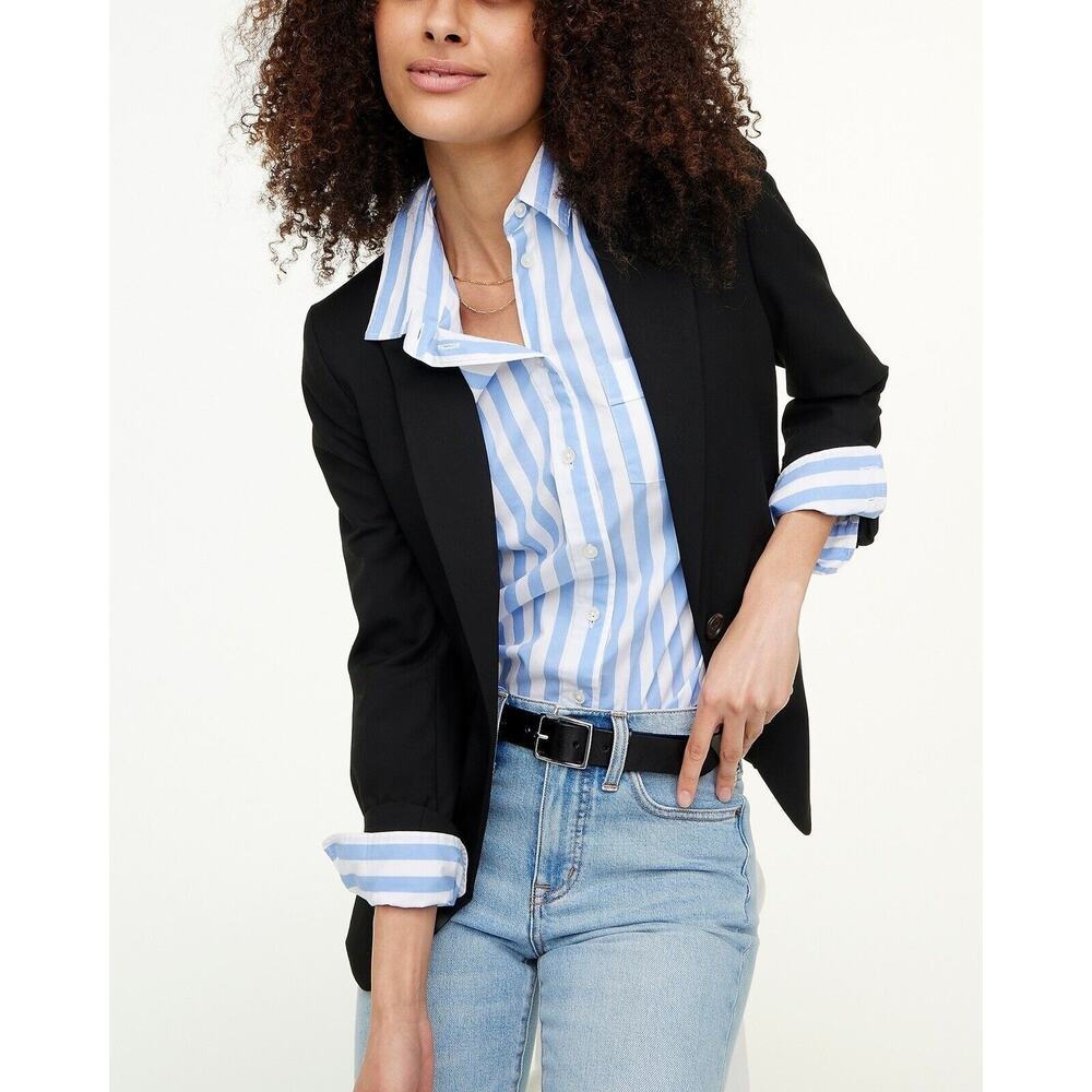 J. Crew‎ Size 2 Blazer Factory Twill Single Button Black Lined Women’s Stretch